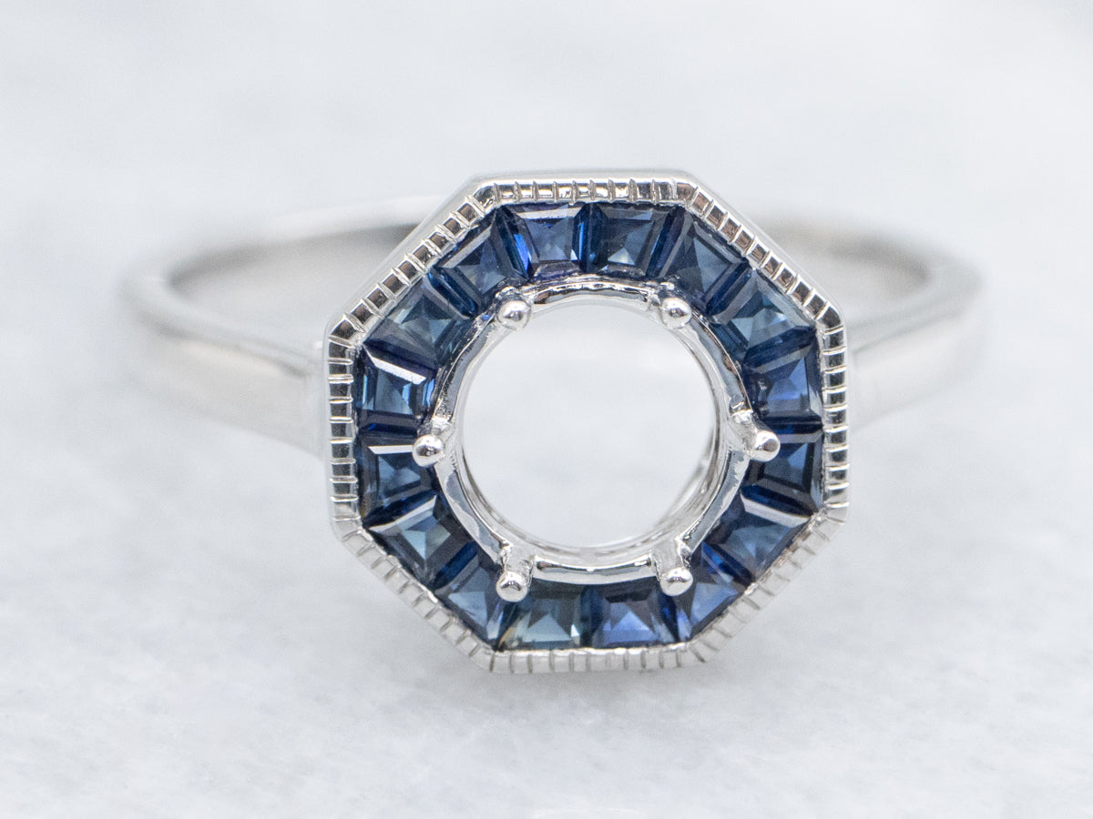 The Franconia Sapphire Halo Semi-Mount Ring