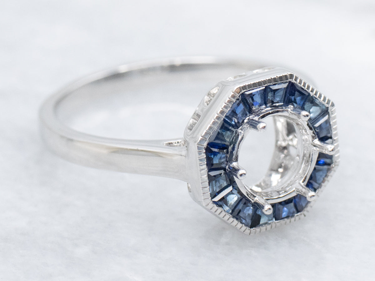 The Franconia Sapphire Halo Semi-Mount Ring