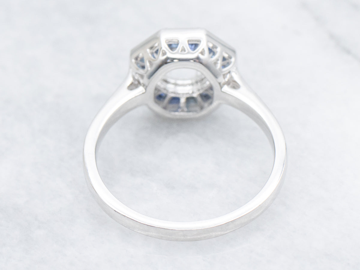 The Franconia Sapphire Halo Semi-Mount Ring