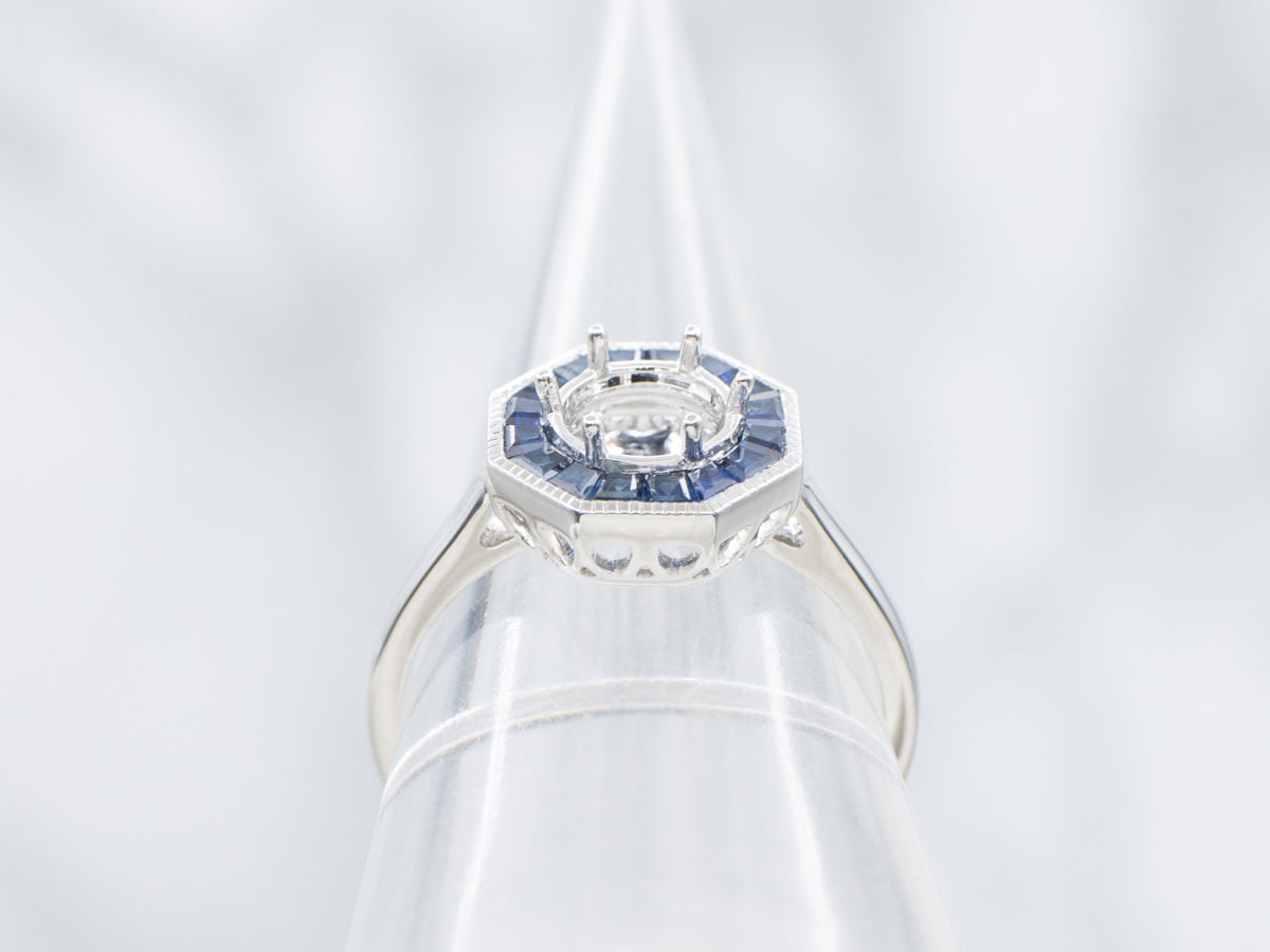 The Franconia Sapphire Halo Semi-Mount Ring