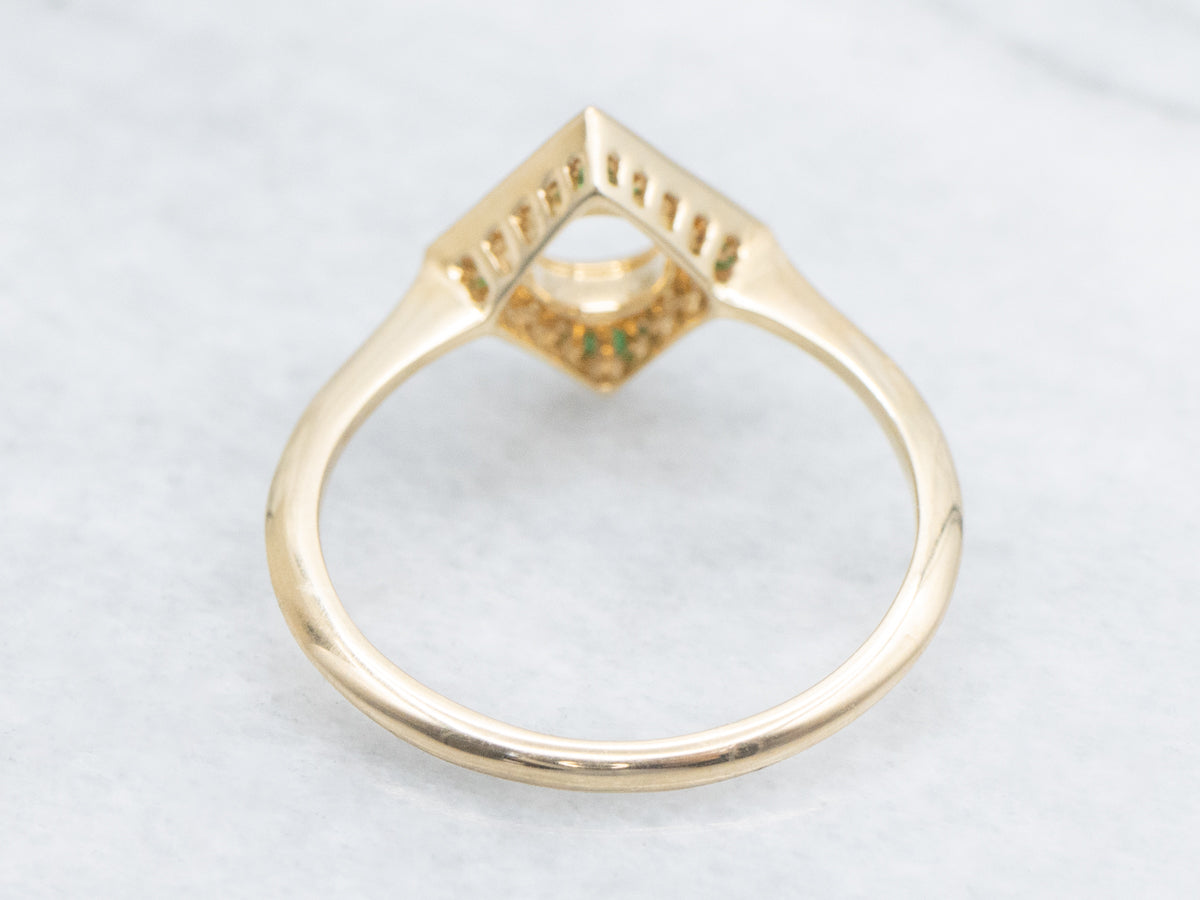 The Emery Emerald Halo Semi-Mount Ring