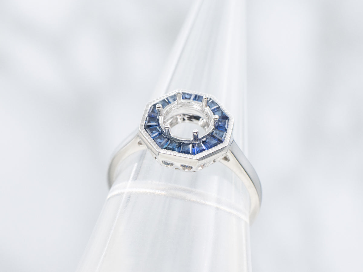 The Franconia Sapphire Halo Semi-Mount Ring