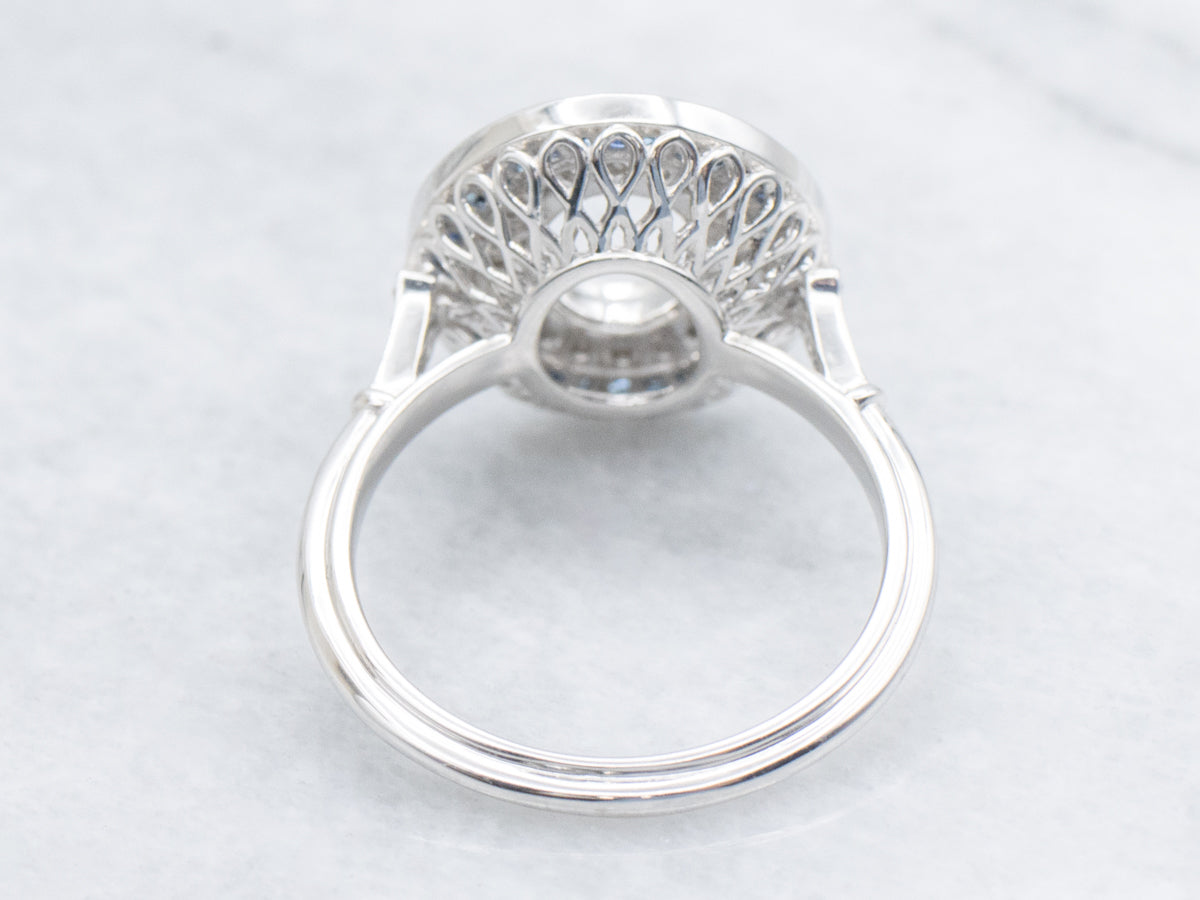 The Omni Sapphire and Diamond Halo Semi-Mount Ring