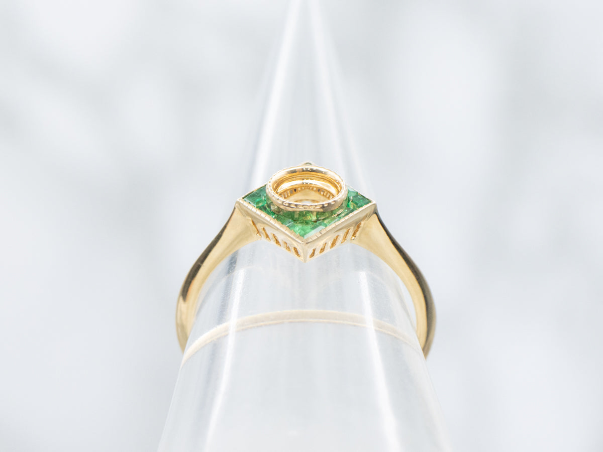The Emery Emerald Halo Semi-Mount Ring