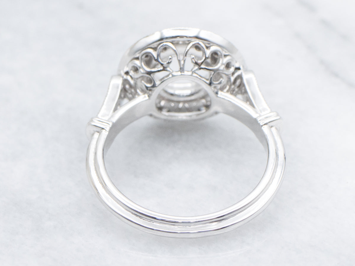 The Quoddy Sapphire and Diamond Halo Semi-Mount Ring