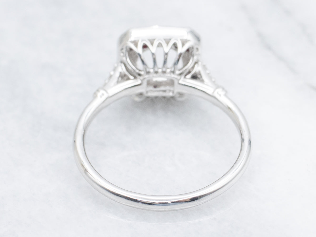 The Old-Orchard Ruby and Diamond Halo Semi-Mount Ring