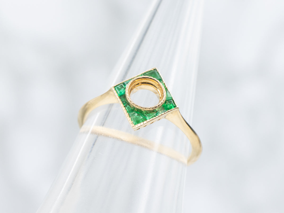 The Emery Emerald Halo Semi-Mount Ring