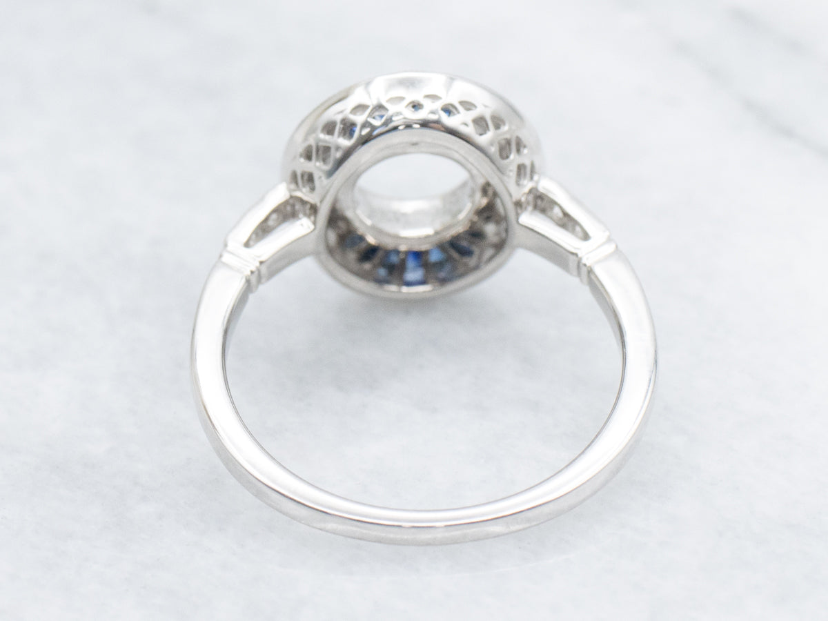 The Martingale Sapphire and Diamond Halo Semi-Mount Ring