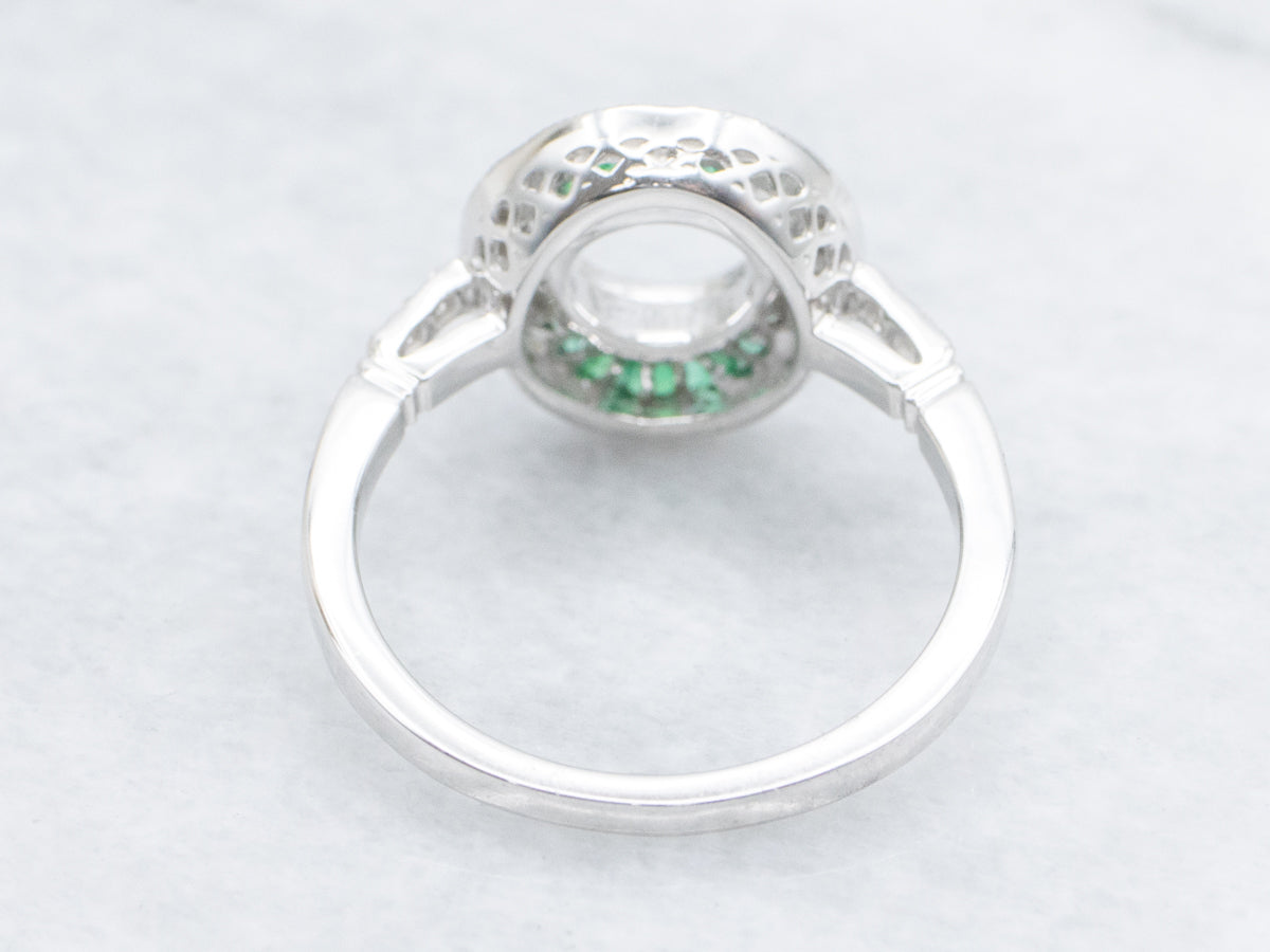 The Martingale Emerald and Diamond Halo Semi-Mount Ring