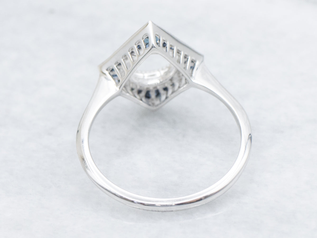 The Emery Sapphire Halo Semi-Mount Ring
