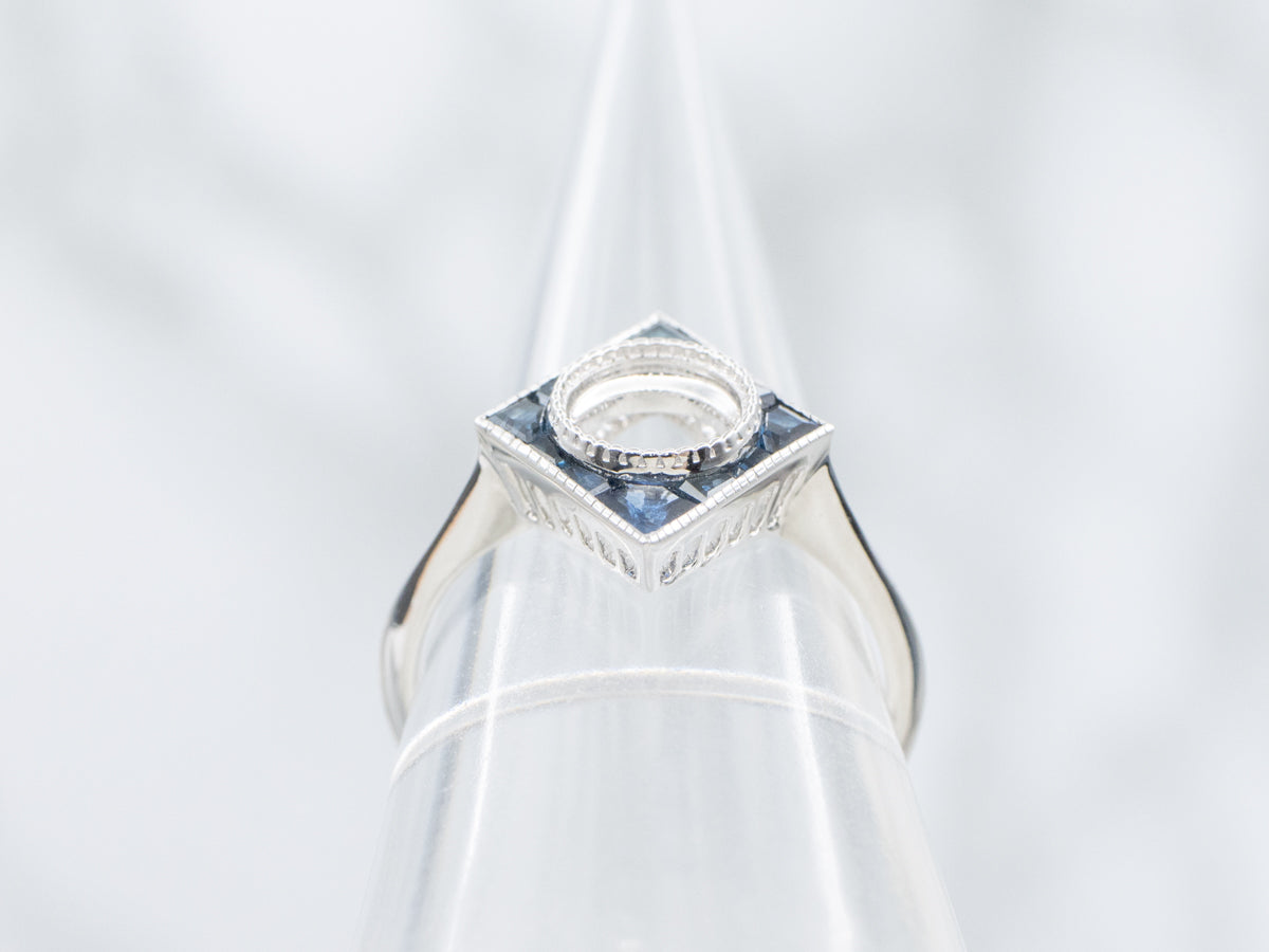 The Emery Sapphire Halo Semi-Mount Ring