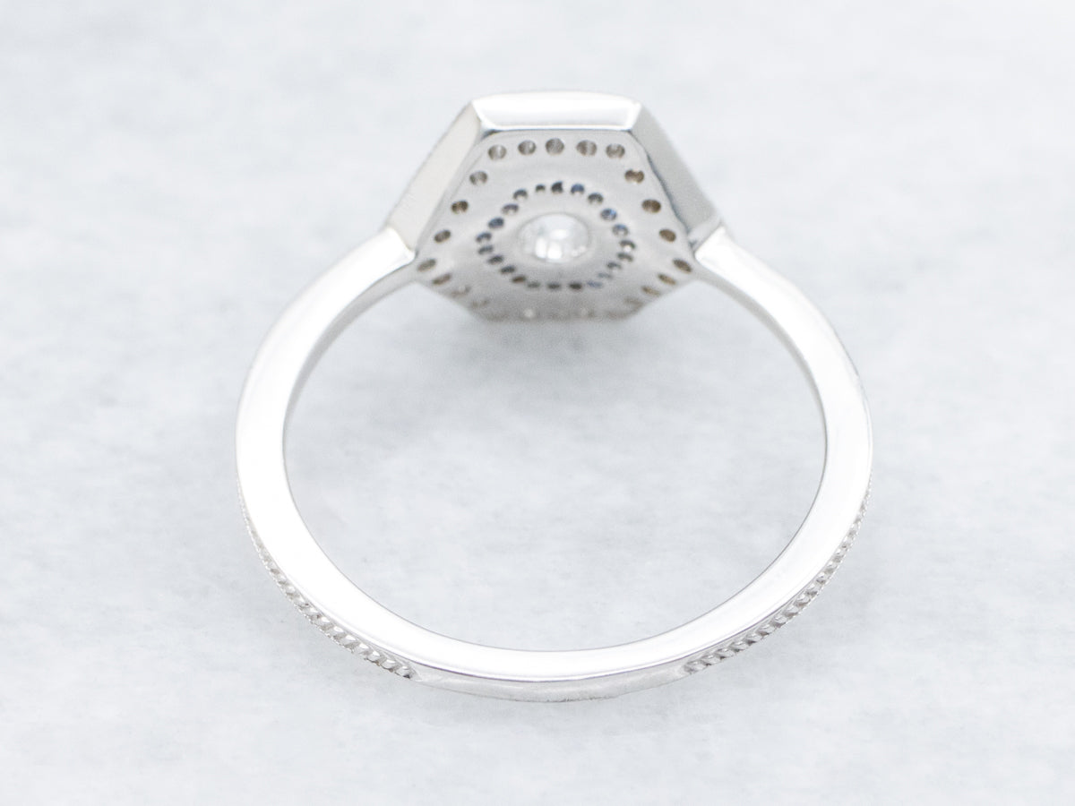 The Winslow Sapphire and Diamond Halo Semi-Mount Ring
