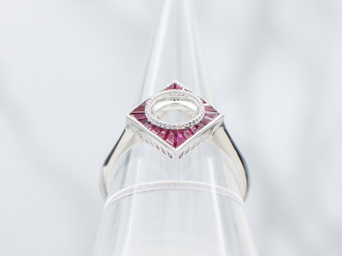 The Emery Ruby Halo Semi-Mount Ring