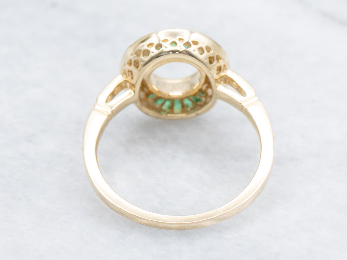 The Martingale Emerald and Diamond Halo Semi-Mount Ring