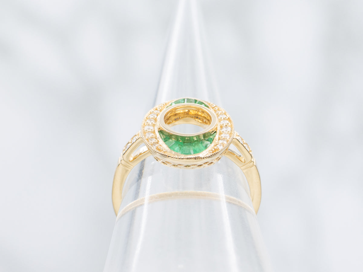 The Martingale Emerald and Diamond Halo Semi-Mount Ring