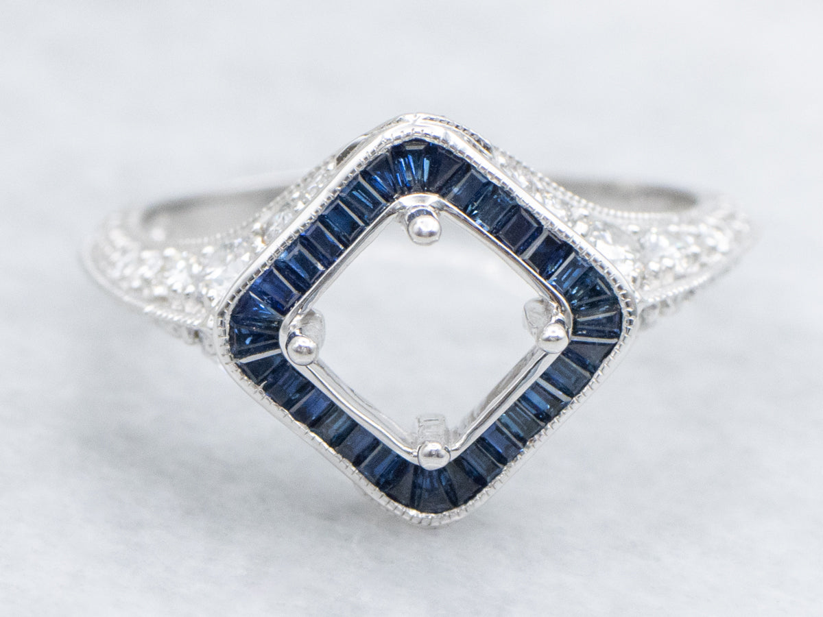 The Granary Sapphire and Diamond Semi-Mount Ring