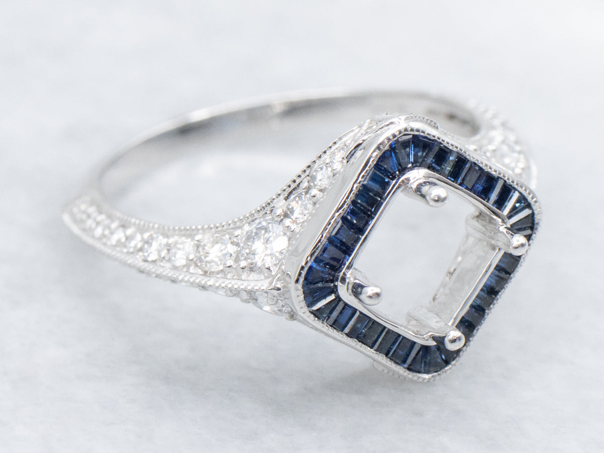 The Granary Sapphire and Diamond Semi-Mount Ring
