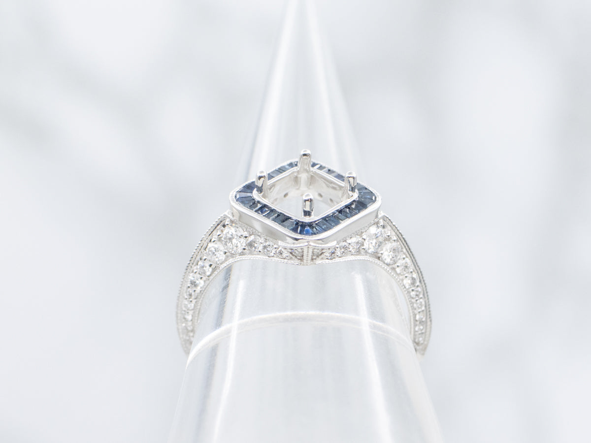 The Granary Sapphire and Diamond Semi-Mount Ring