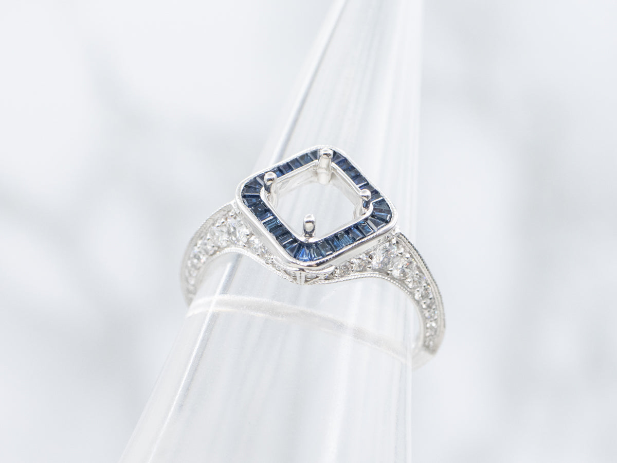 The Granary Sapphire and Diamond Semi-Mount Ring