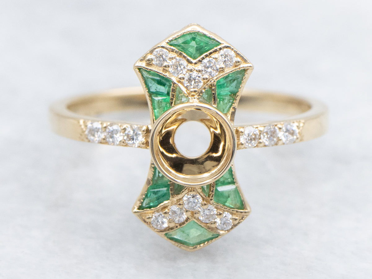 The Copley Emerald and Diamond Semi-Mount Ring