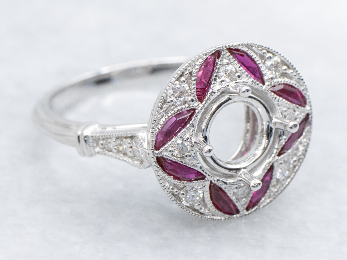 The Trinity Ruby and Diamond Semi-Mount Ring
