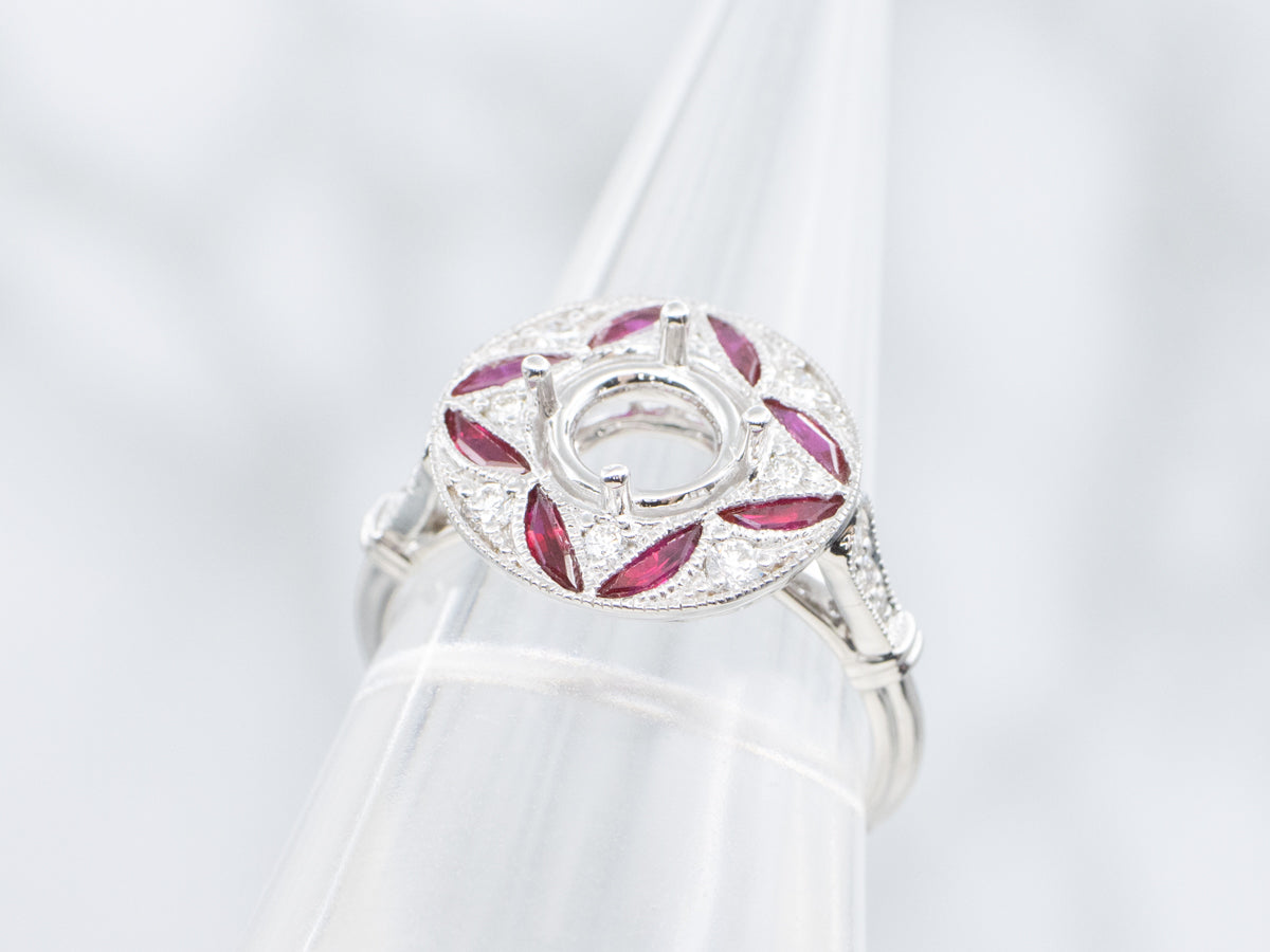 The Trinity Ruby and Diamond Semi-Mount Ring