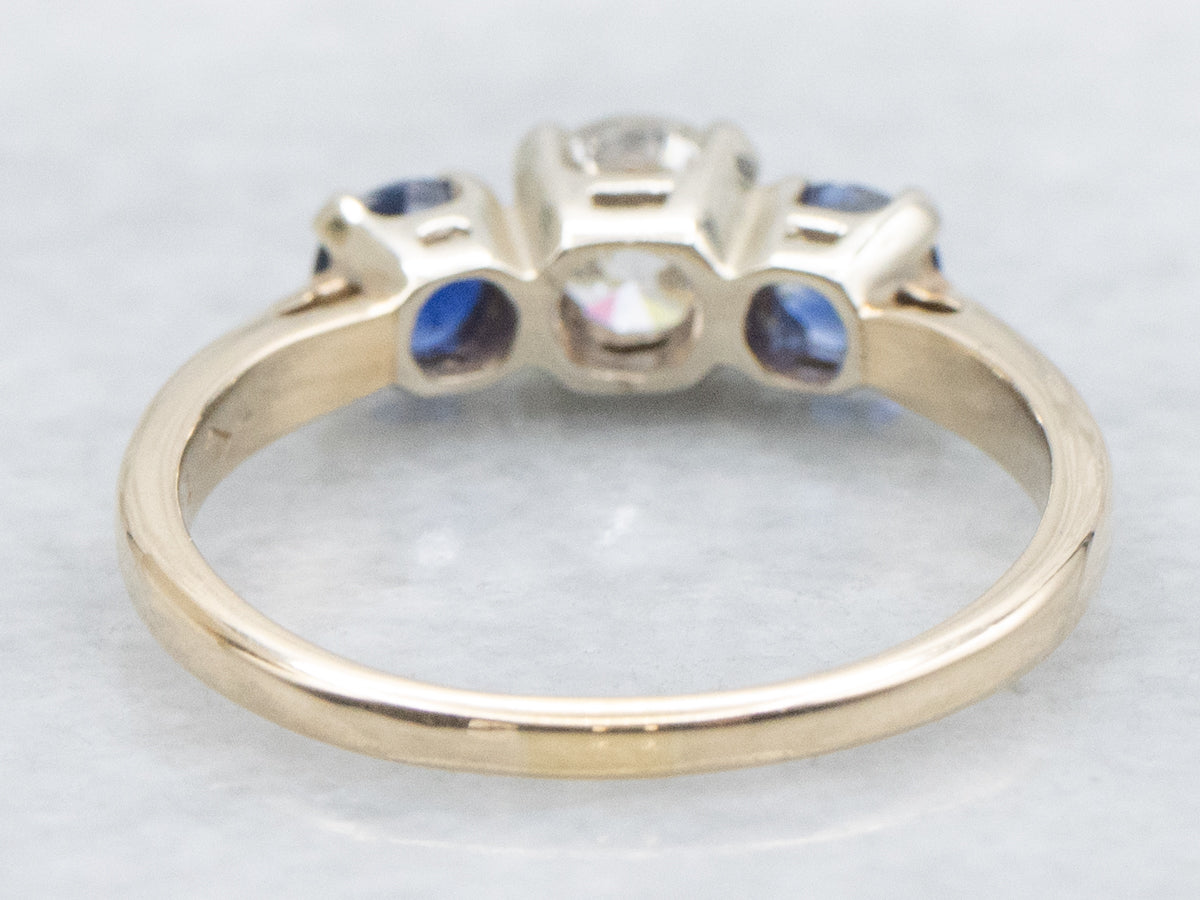 Brilliant Diamond Engagement Ring with Sapphire Accents