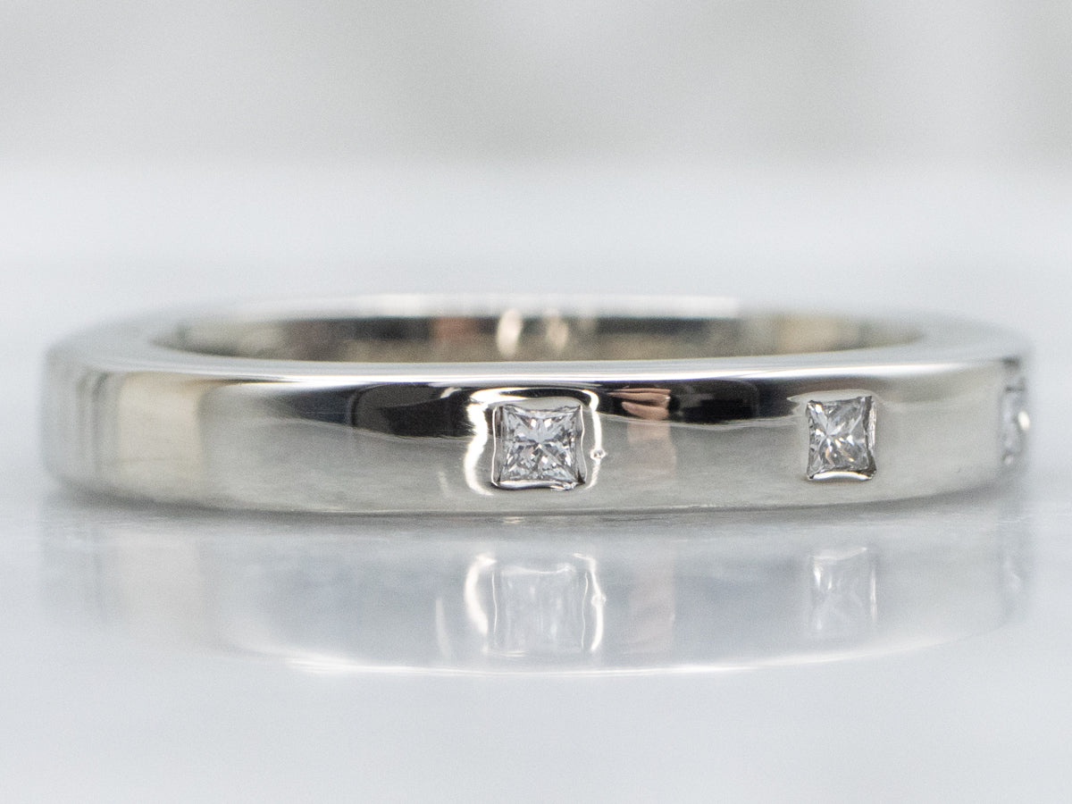 Flush-Set Princess Cut Diamond Square Wedding Band