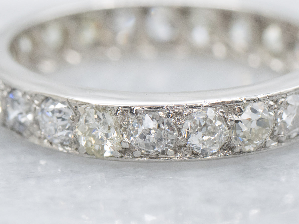 Antique Old Mine Cut Diamond Eternity Band