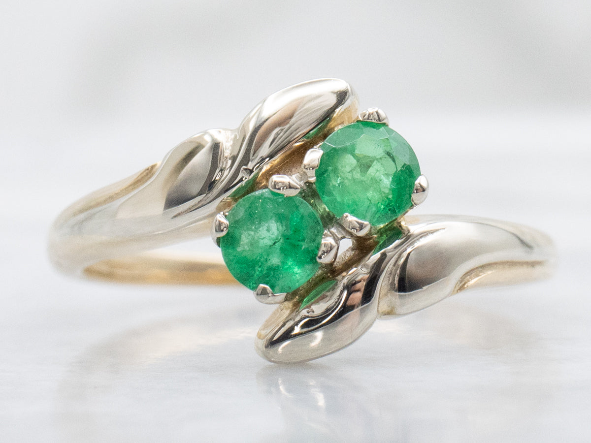 Vintage Gold Double Emerald Bypass Ring