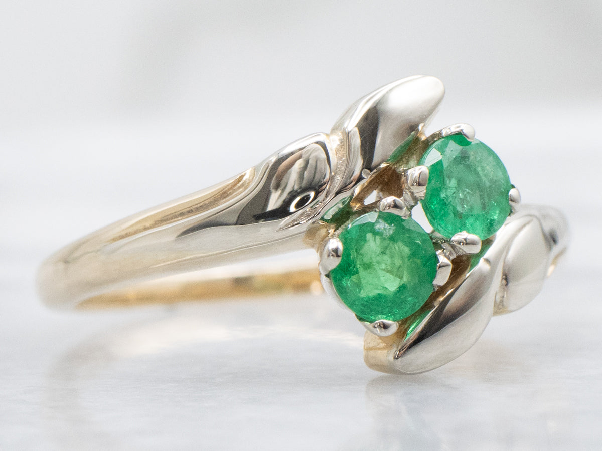 Vintage Gold Double Emerald Bypass Ring