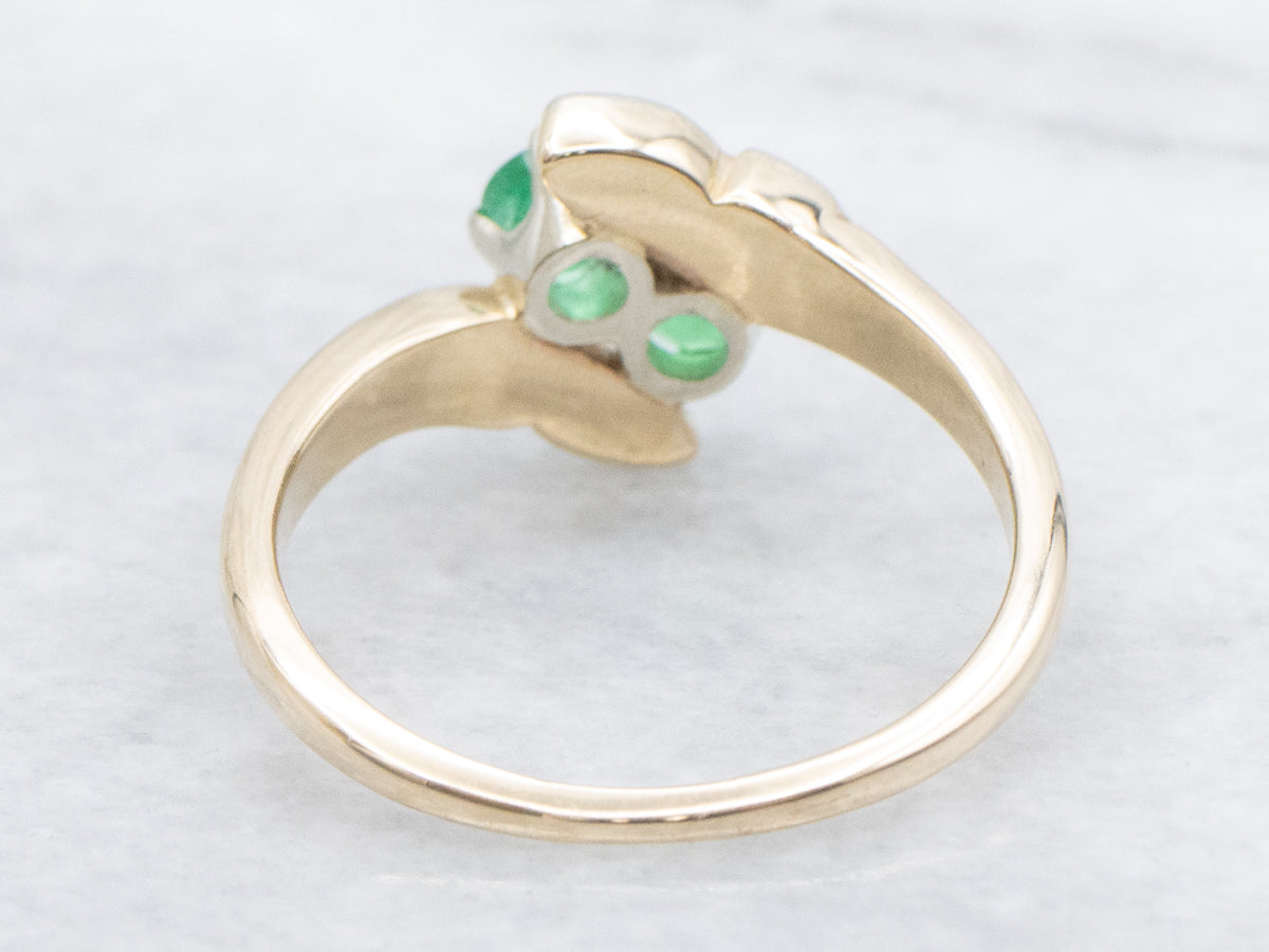 Vintage Gold Double Emerald Bypass Ring