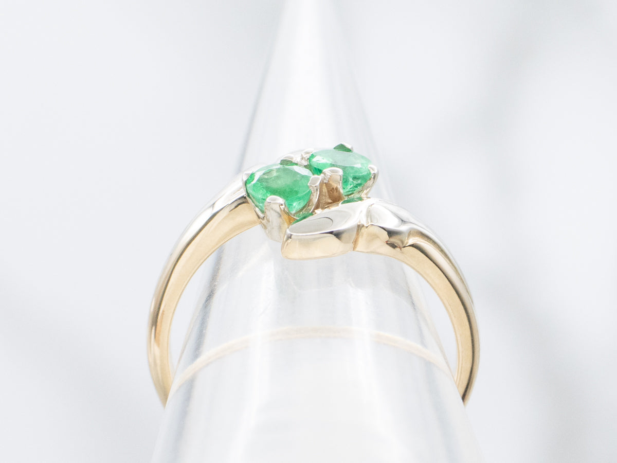 Vintage Gold Double Emerald Bypass Ring
