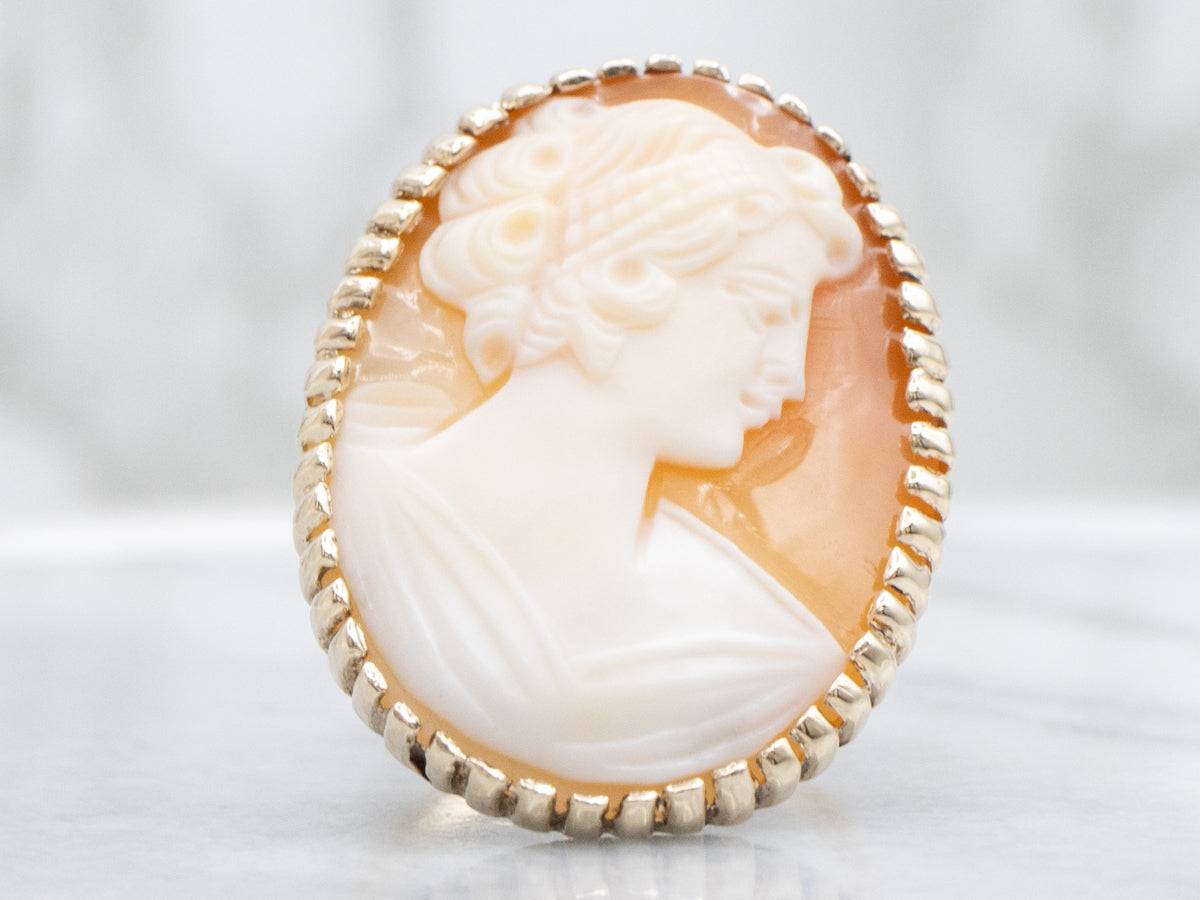 Vintage Gold Oversized Shell-Cameo Statement Ring