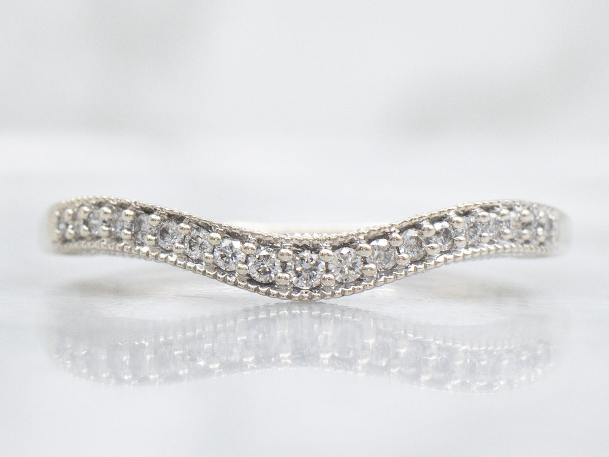 Sparkling White Gold Diamond Curved Guard Band