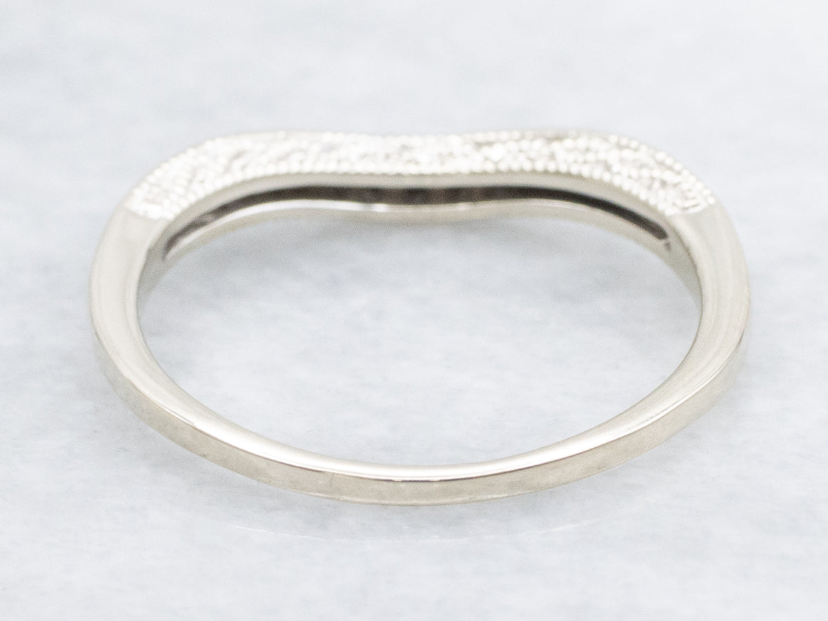 Sparkling White Gold Diamond Curved Guard Band