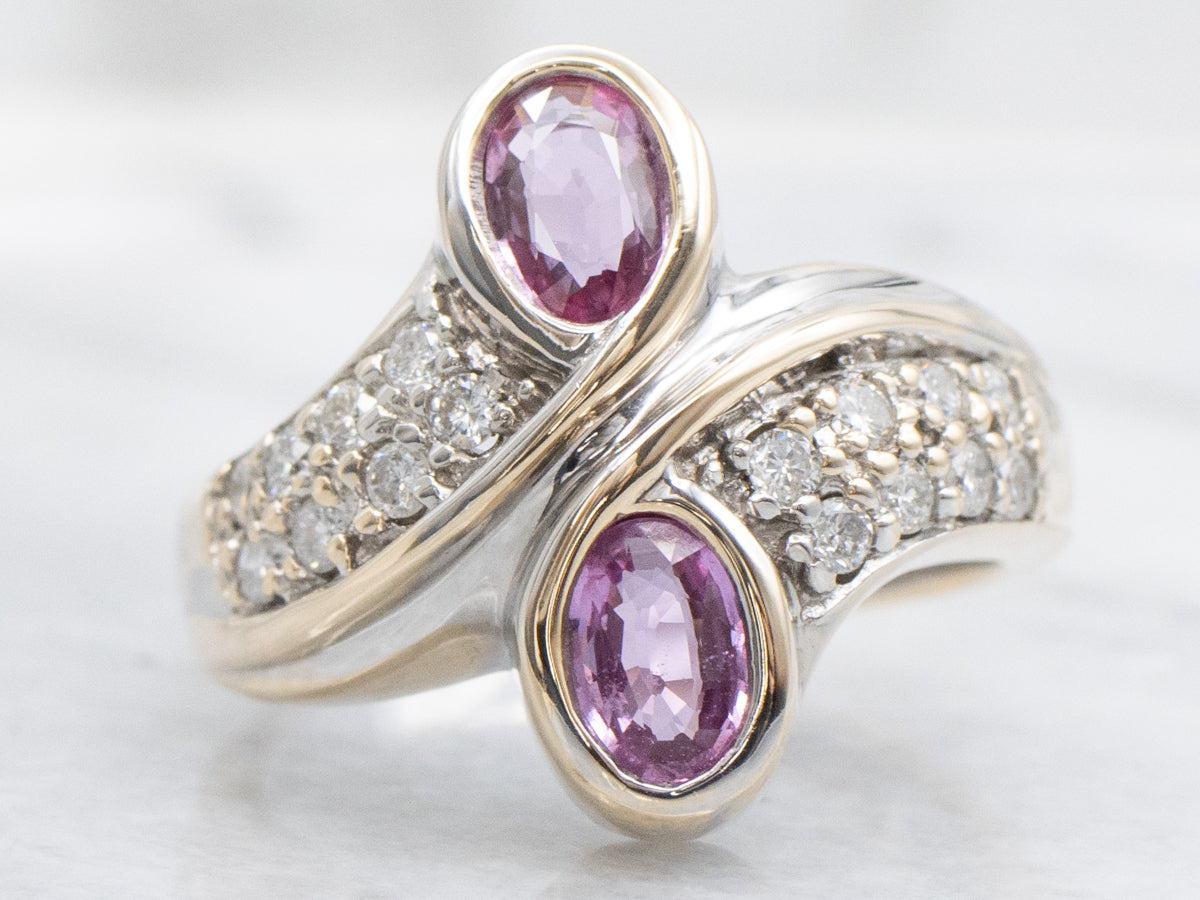 Pink Sapphire Diamond Bypass Ring