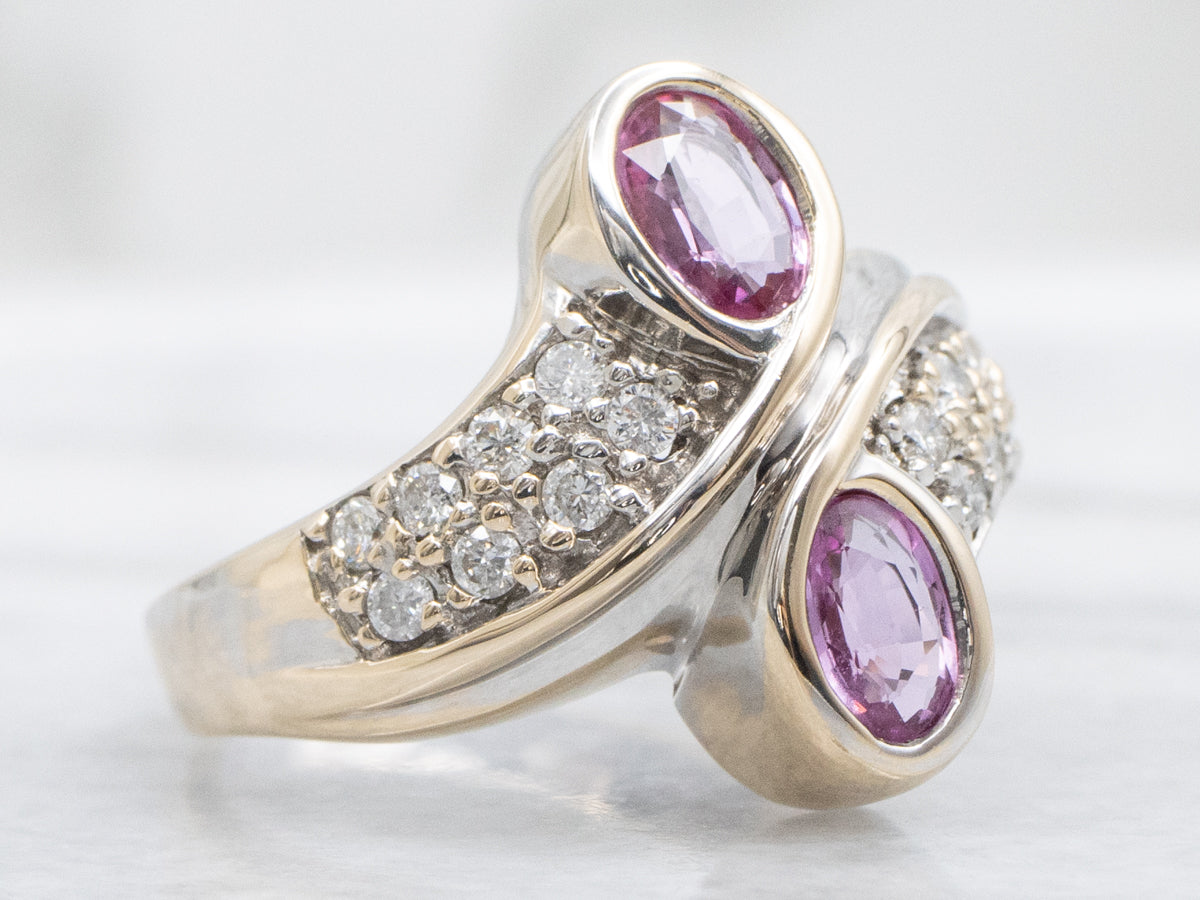 Pink Sapphire Diamond Bypass Ring