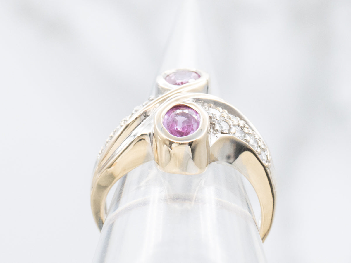 Pink Sapphire Diamond Bypass Ring