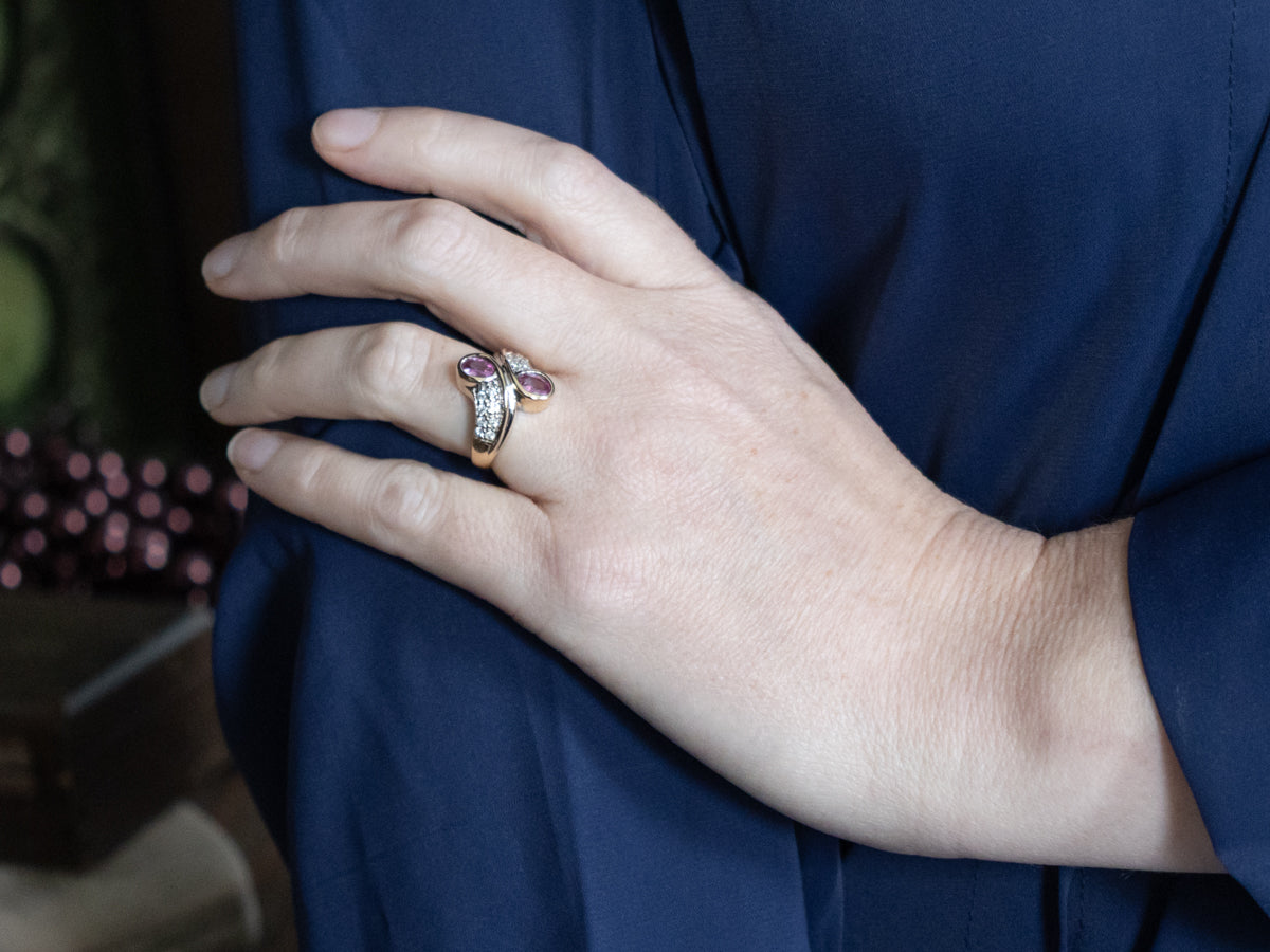 Pink Sapphire Diamond Bypass Ring