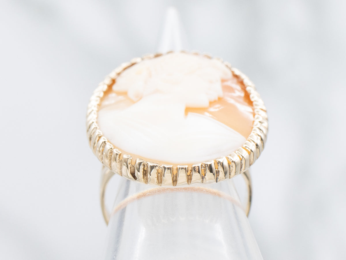 Vintage Gold Oversized Shell-Cameo Statement Ring