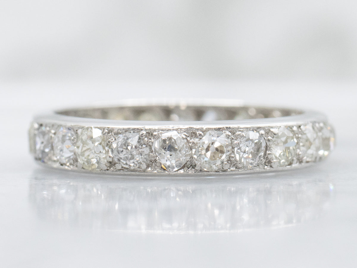Antique Old Mine Cut Diamond Eternity Band