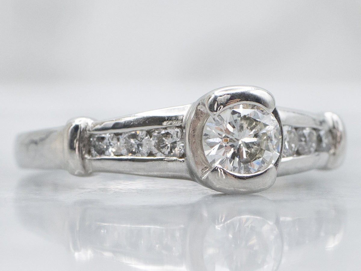 Semi-Bezel Set Platinum and Diamond Engagement Ring