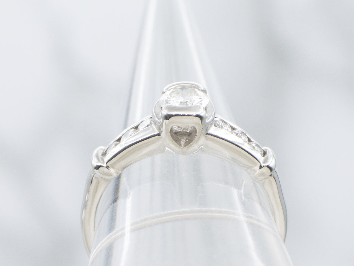 Semi-Bezel Set Platinum and Diamond Engagement Ring