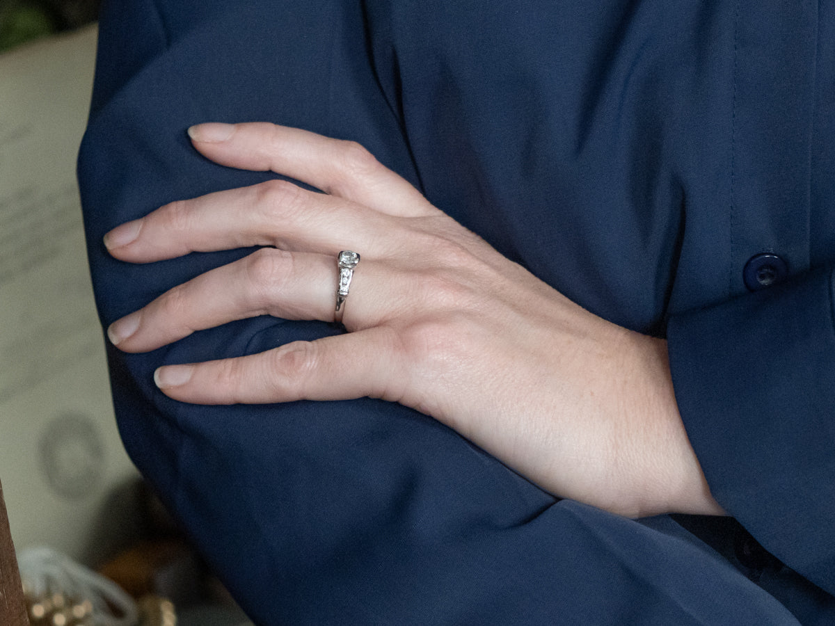 Semi-Bezel Set Platinum and Diamond Engagement Ring