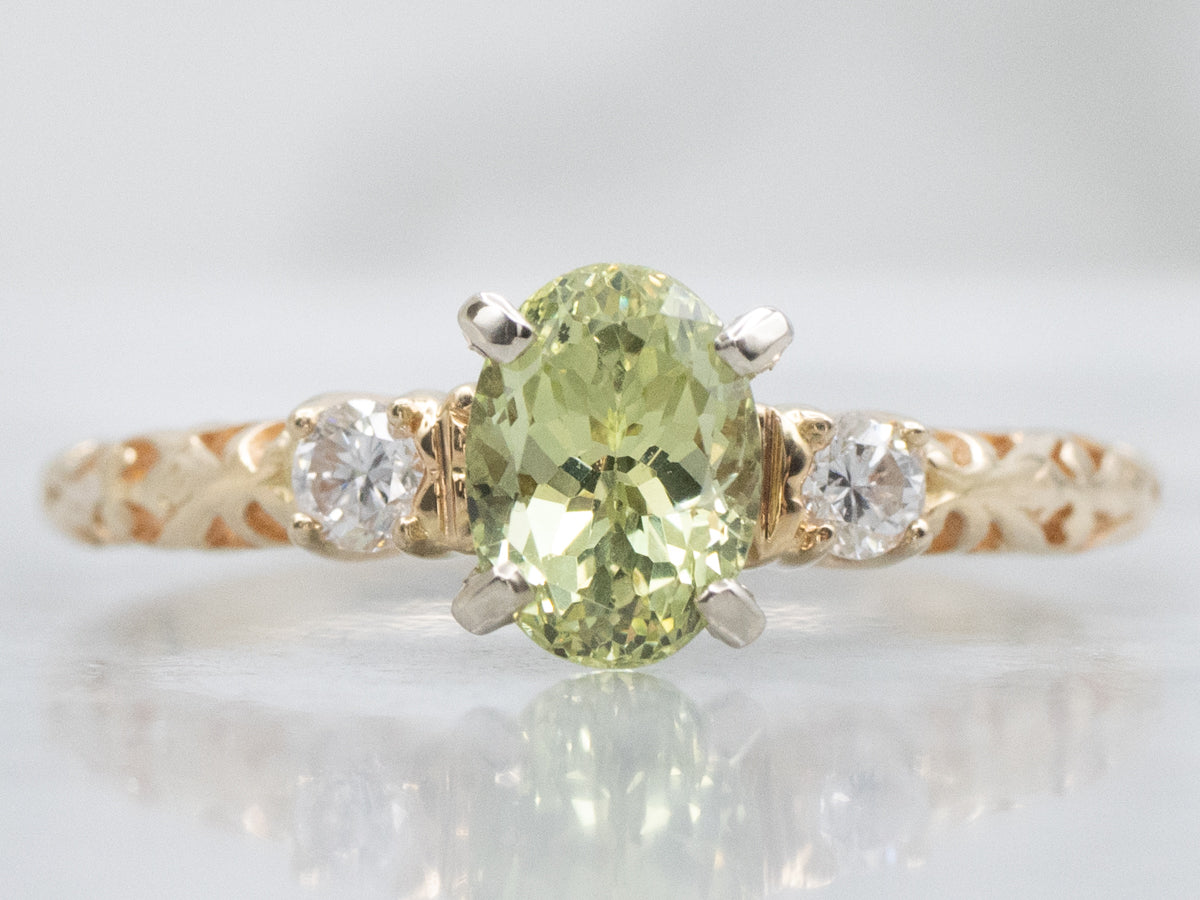 Vintage Grossularite Garnet Filigree Engagement Ring