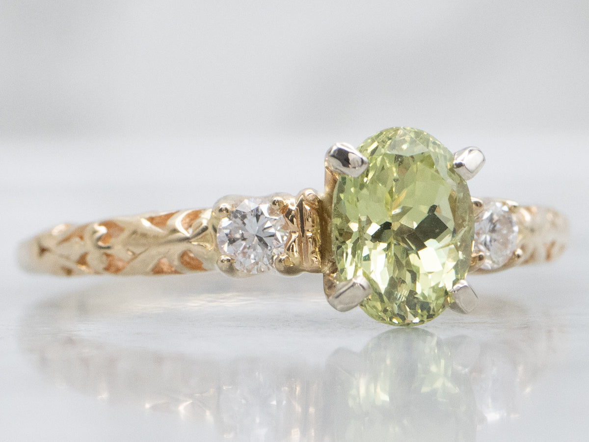 Vintage Grossularite Garnet Filigree Engagement Ring