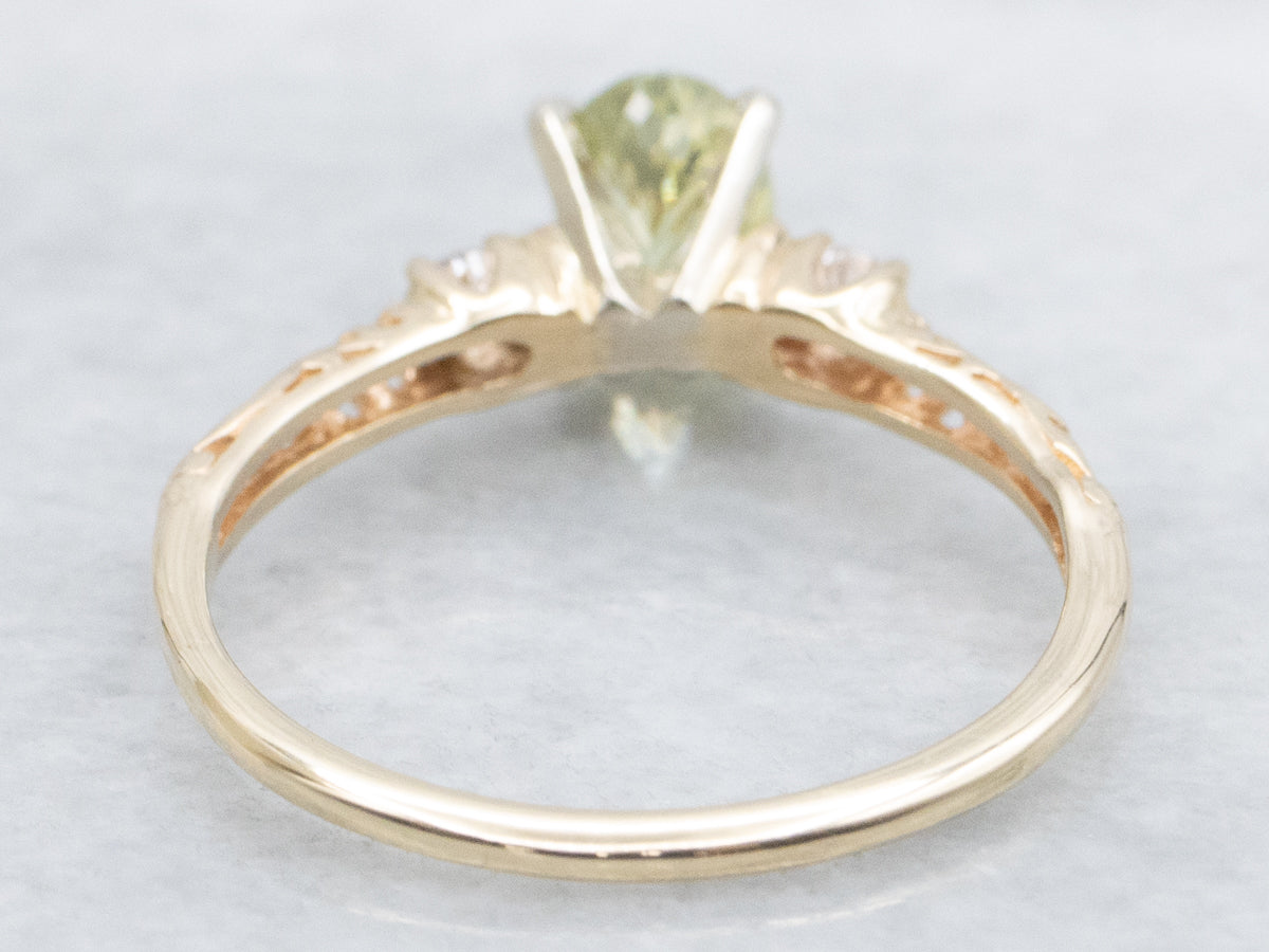 Vintage Grossularite Garnet Filigree Engagement Ring