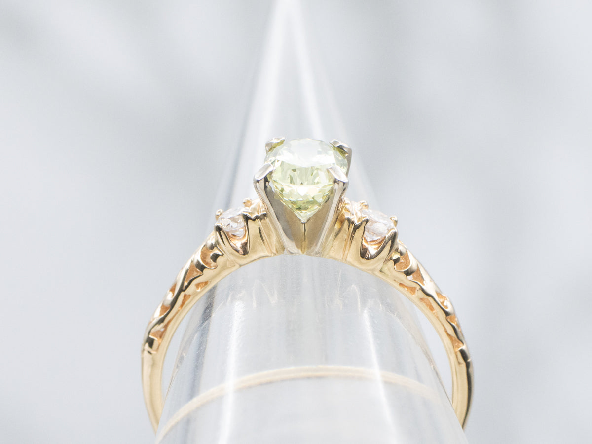 Vintage Grossularite Garnet Filigree Engagement Ring