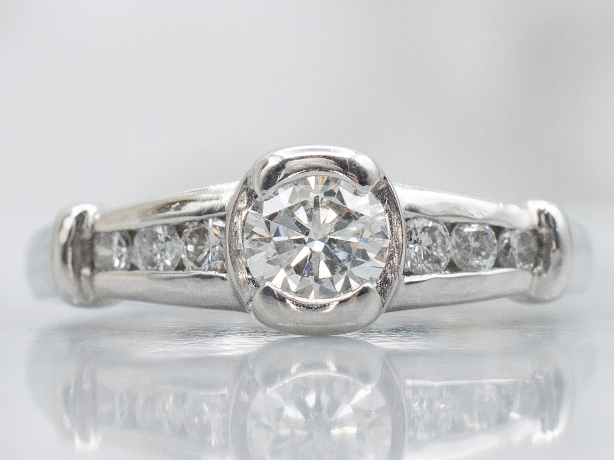 Semi-Bezel Set Platinum and Diamond Engagement Ring